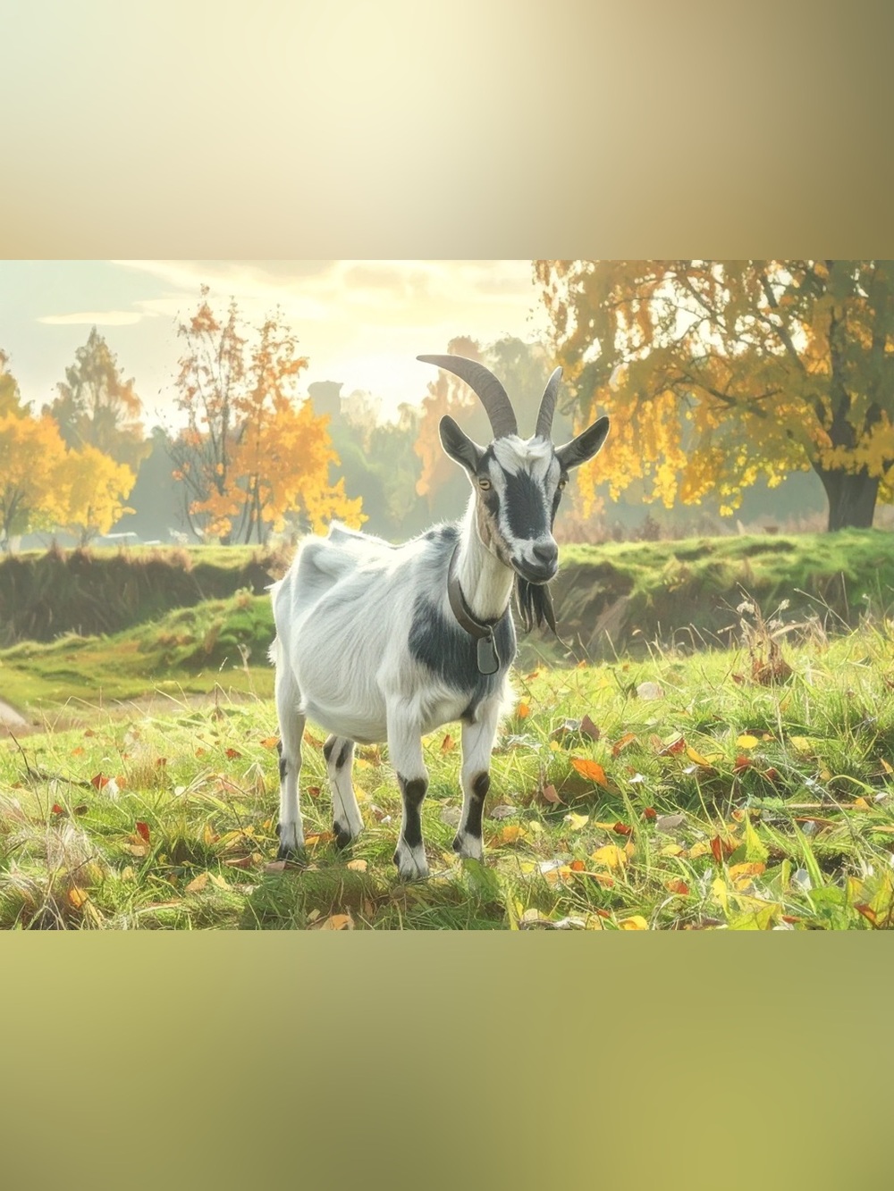 Autumn Goat Photography Print - White & Black Goat Wall Art